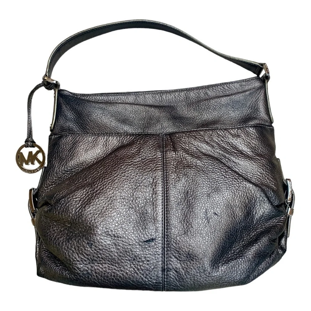 Michael Kors Silver Pebbled Leather Hobo Purse